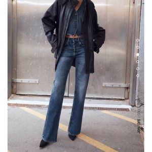 Zara Split Leg Straight Denim Jeans